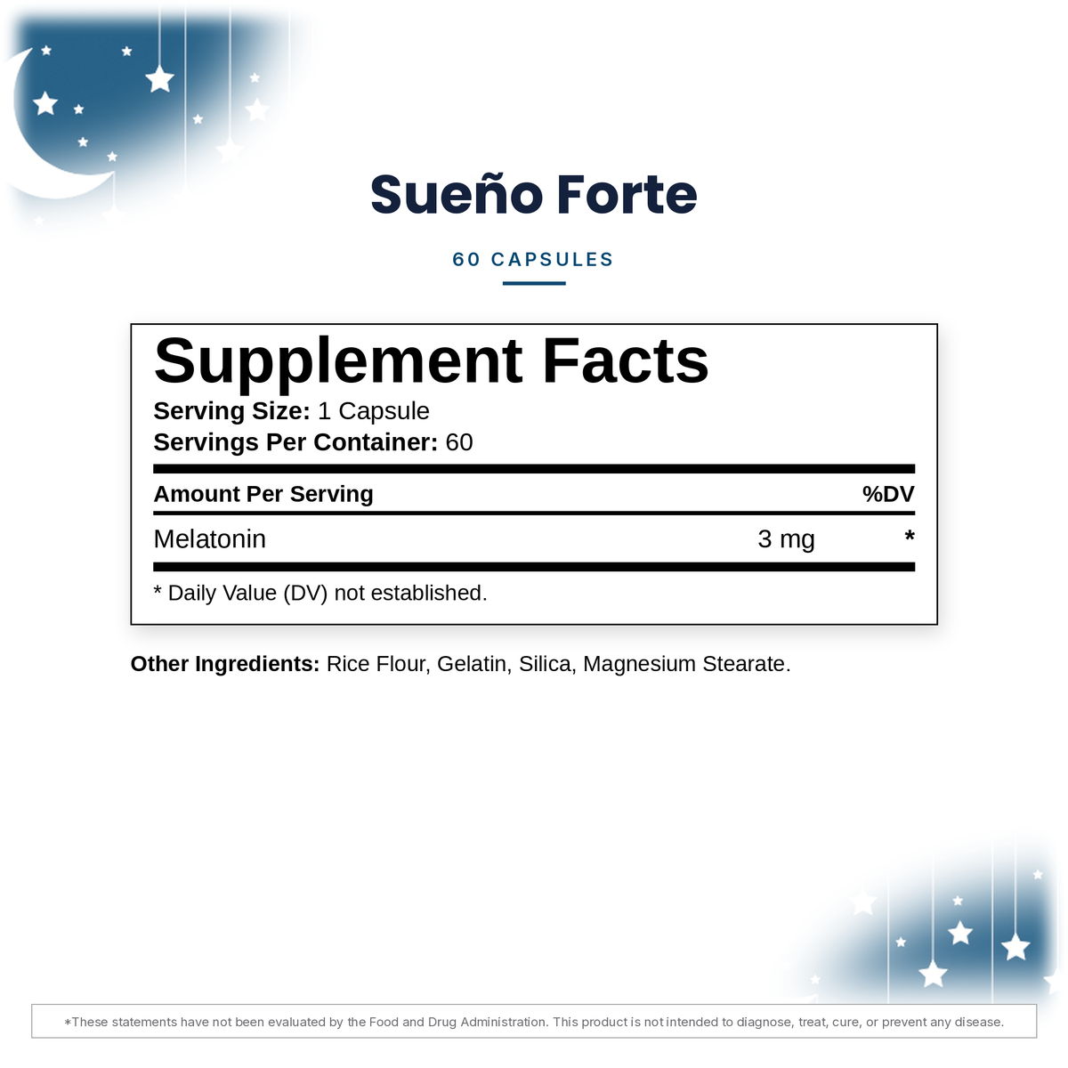 Dr. Rico Perez Sueño Forte, Supplement Facts label