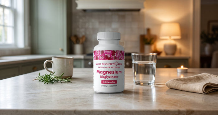 Bottle of Dr. Rico Perez Magnesium with capsules: best time to take magnesium