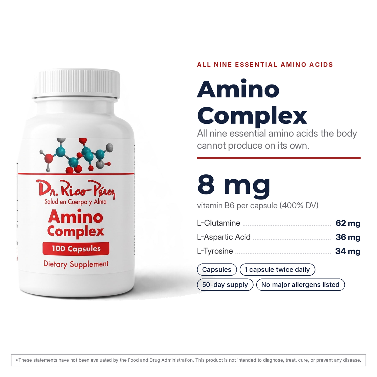 Dr. Rico Perez Amino Complex facts card