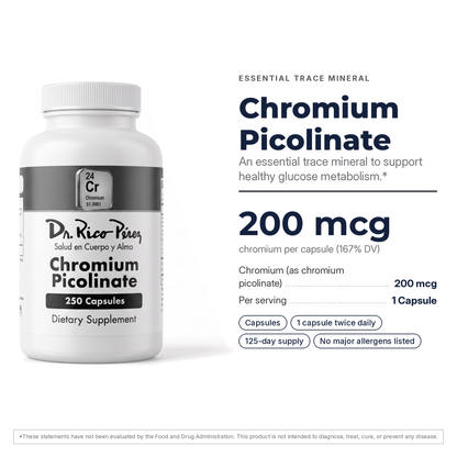 Dr. Rico Perez Chromium Picolinate facts card