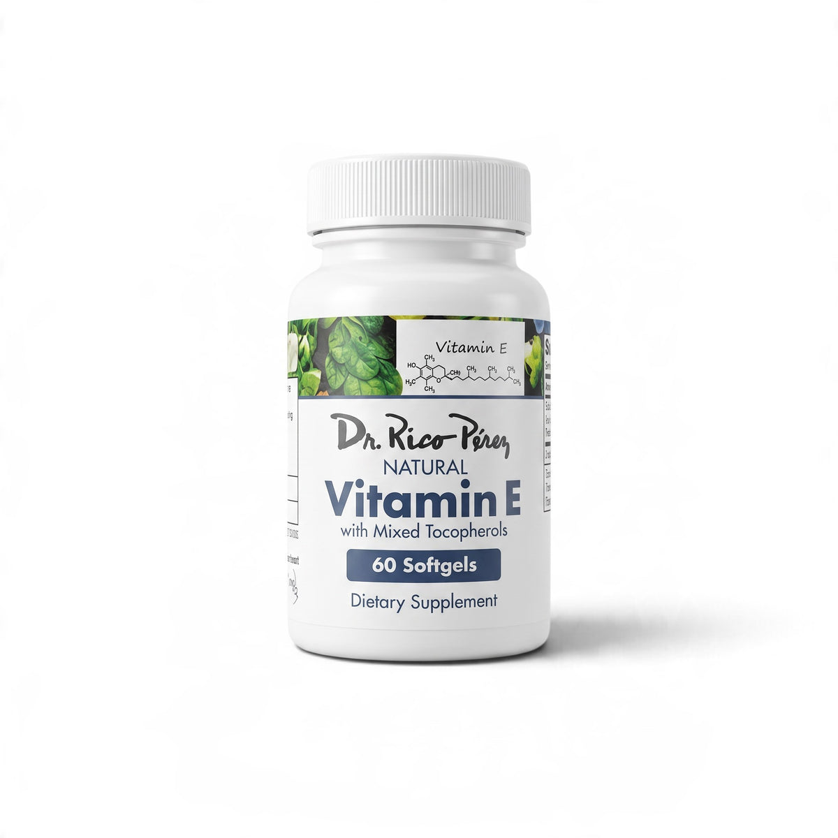 Dr. Rico Perez Vitamin E 60 Softgels bottle, front