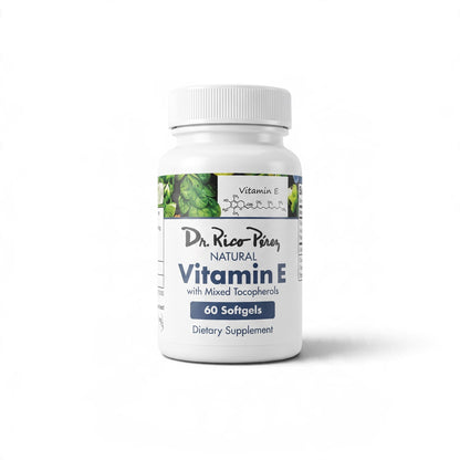 Dr. Rico Perez Vitamin E 60 Softgels bottle, front