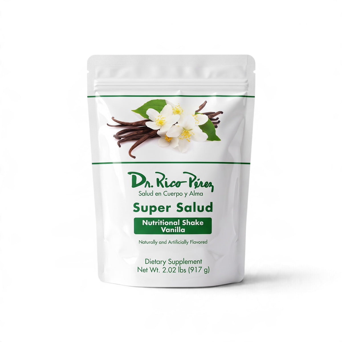 Dr. Rico Perez Super Salud - Vanilla container, front