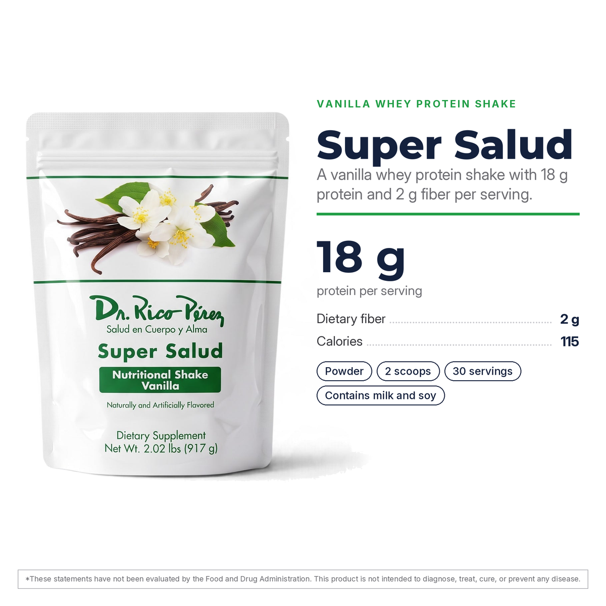 Dr. Rico Perez Super Salud - Vanilla facts card