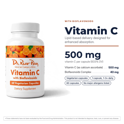 Dr. Rico Perez Vitamin C with Bioflavonoids facts card