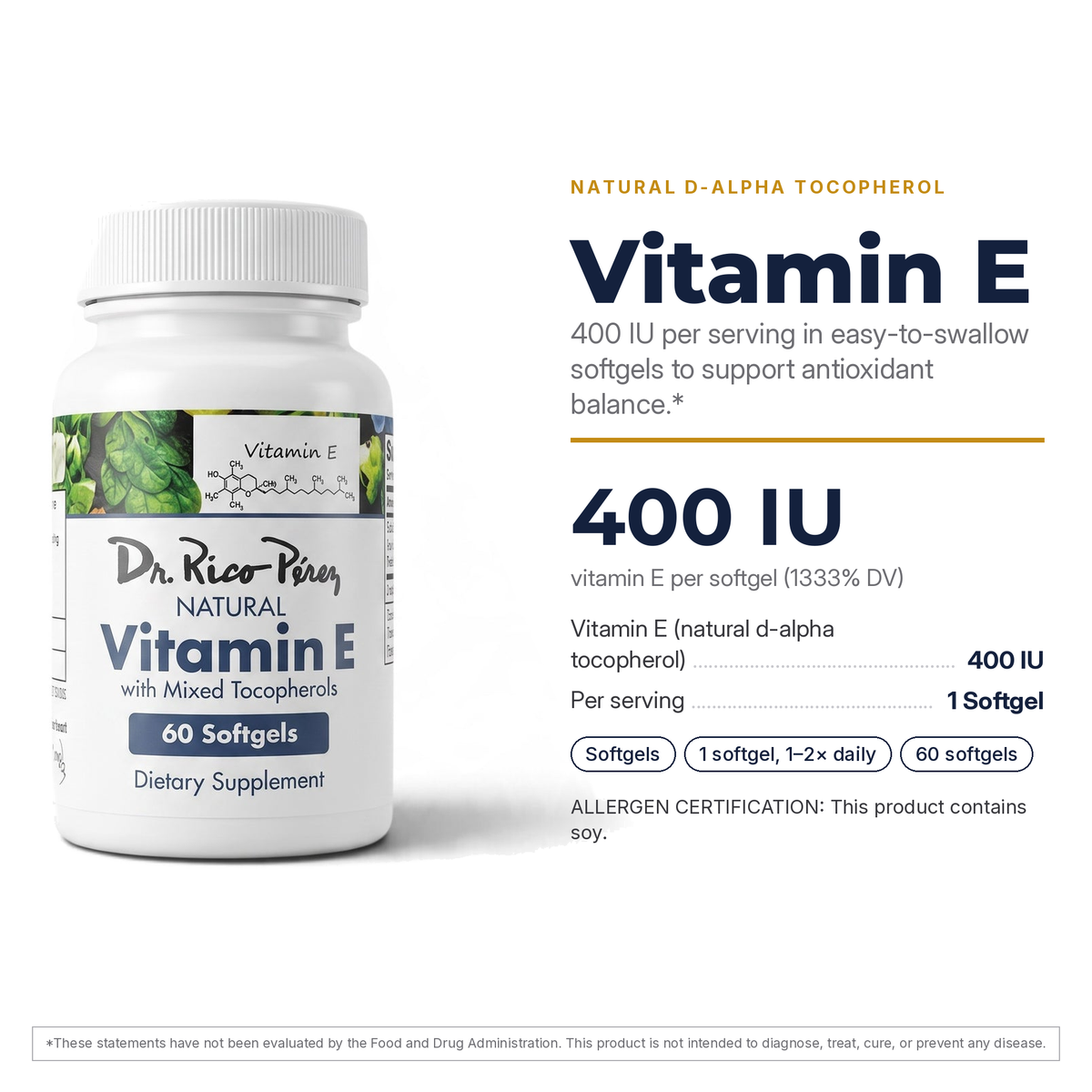 Dr. Rico Perez Vitamin E facts card